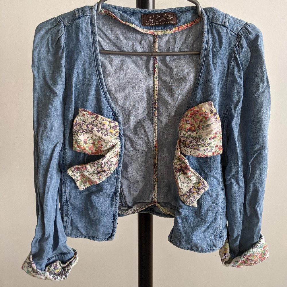 Zara TRF Women Floral Denim Jacket